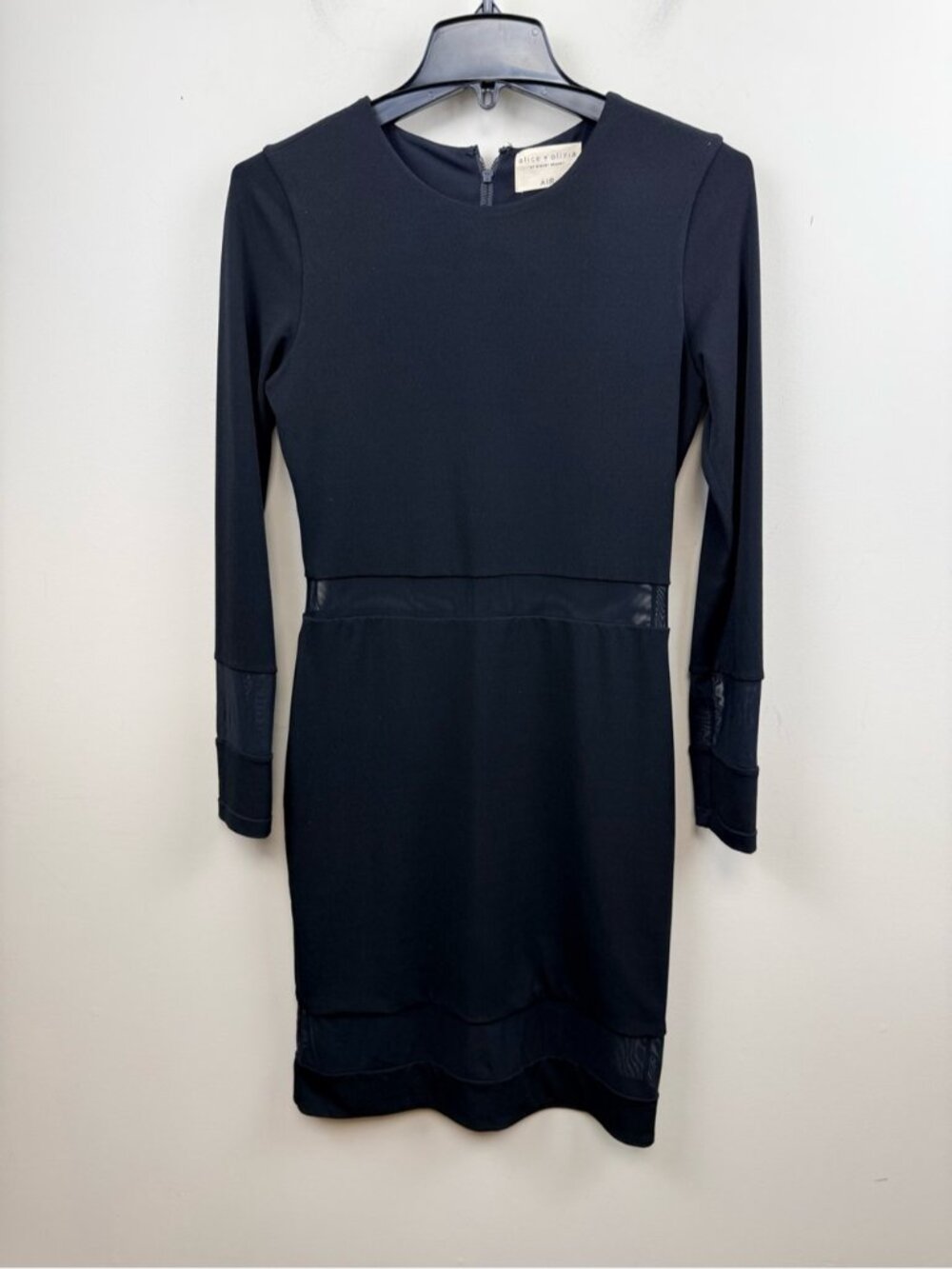 Alice + Olivia Madie black mesh inlet long sleeve dress - Picture 7 of 16